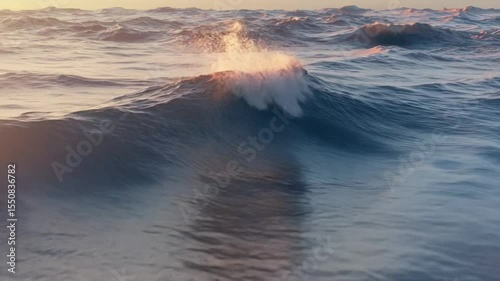 Serene Ocean Waves at Sunset with Gentle Ripples and Soft Light