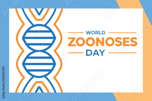 World zoonoses day commemoration with dna strand and design elements