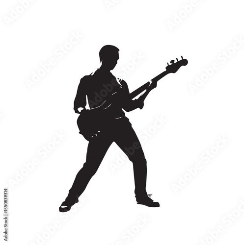 bass guitar silhouette set, Black & White silhouette set