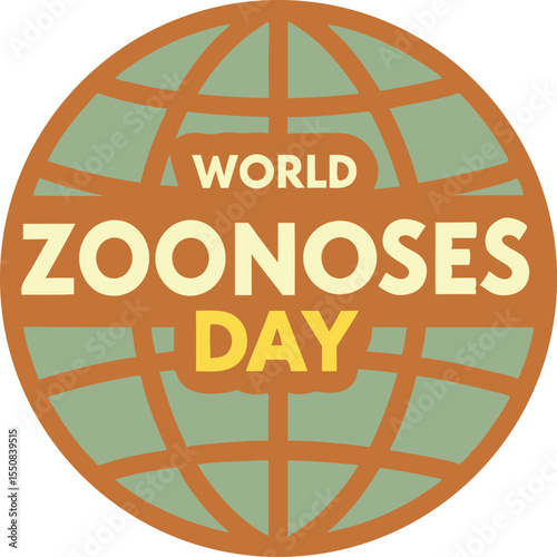 World zoonoses day globe illustration promoting awareness and disease prevention