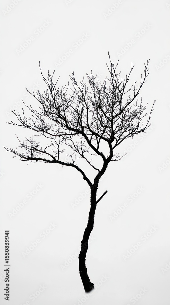 Obraz premium Bare tree silhouette against a light background