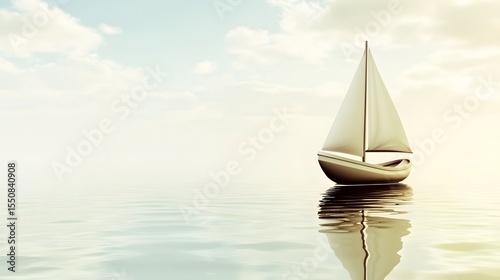 Wallpaper Mural Sailboat on Calm Ocean at Sunset, Peaceful Scene Torontodigital.ca