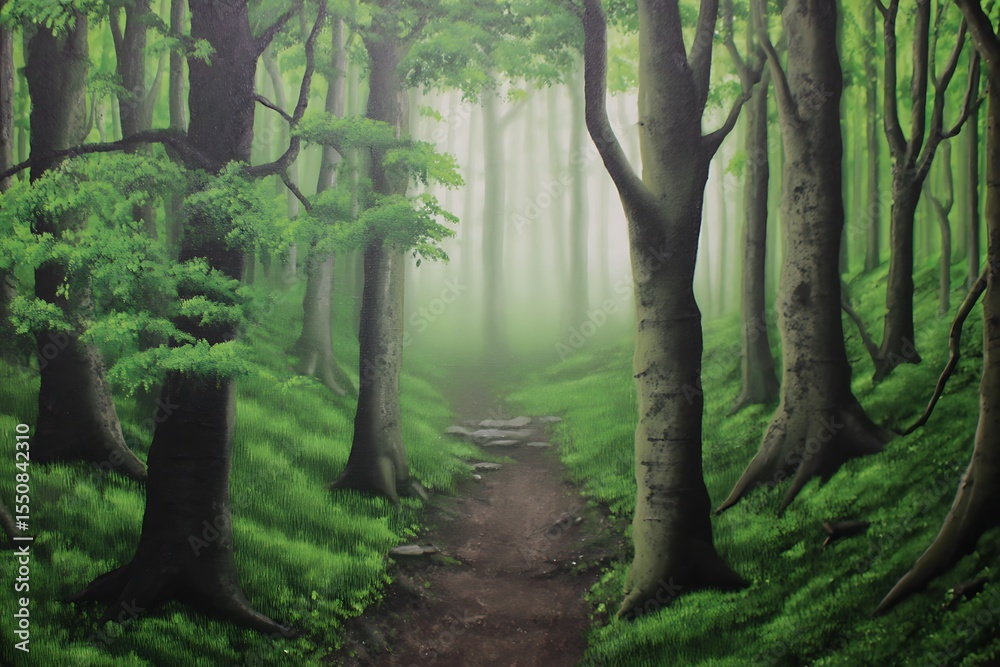 Fototapeta premium Misty forest path (1)
