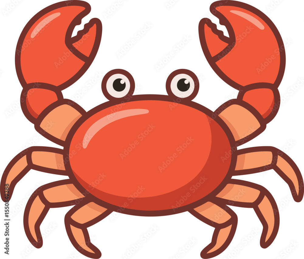 Fototapeta premium Cute Orange Crab with Big Eyes and Claws