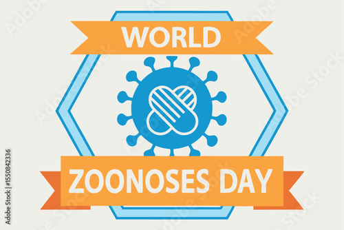 World zoonoses day illustration featuring virus and informative design elements