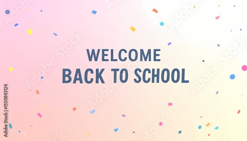 Welcome back to school announcement with colorful confetti, celebrating education. Welcome back to school banner. Welcome back to school background. Welcome back to school images.