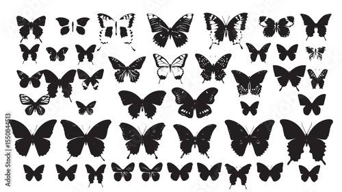 Set Mega Collection Bundle pretty Butterfly butterflies , black silhouettes isolated on white background