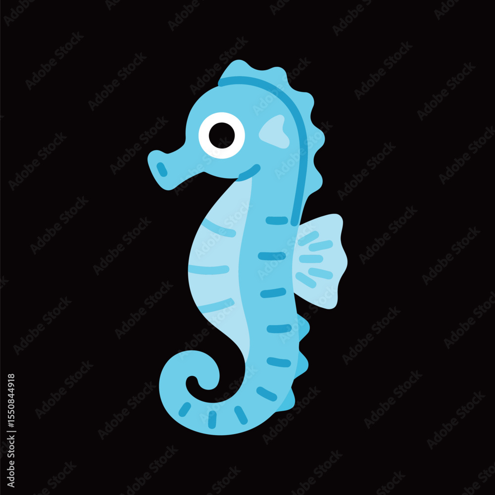Fototapeta premium Blue Seahorse with Curly Tail and Bright Eye