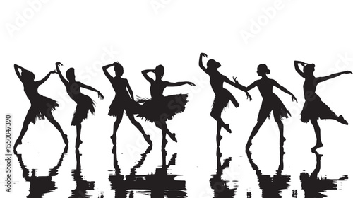 Set of ballet dancers silhouettes , black silhouettes isolated on white background