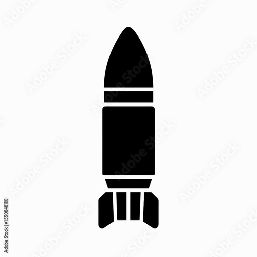 Rocket missile icon filled style representing heavy military weapon