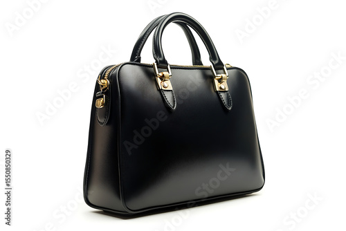 Elegant Black Leather Handbag with Gold Accents a stylish accessory perfect for professional women seeking sophisticated style and functionality.