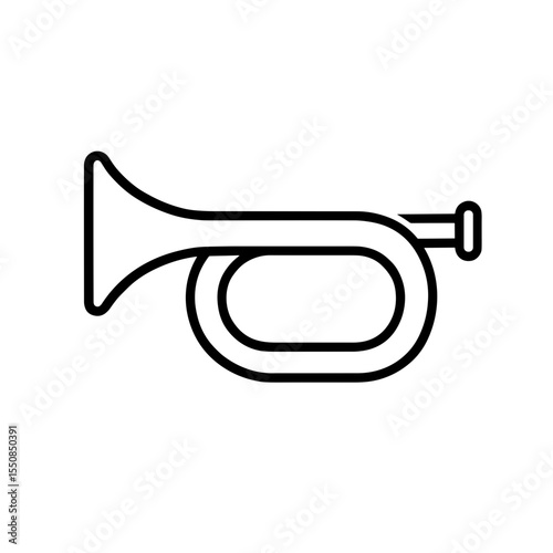 Bugle icon outline style representing military signal and ceremonial use
