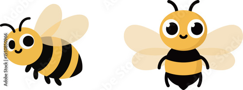 Cute Bees Flying With Yellow And Black Stripes
