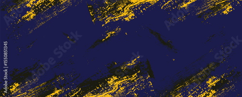 Abstract yellow-blue frame on a dark background. Sporty design in grunge style. Illustration for sports