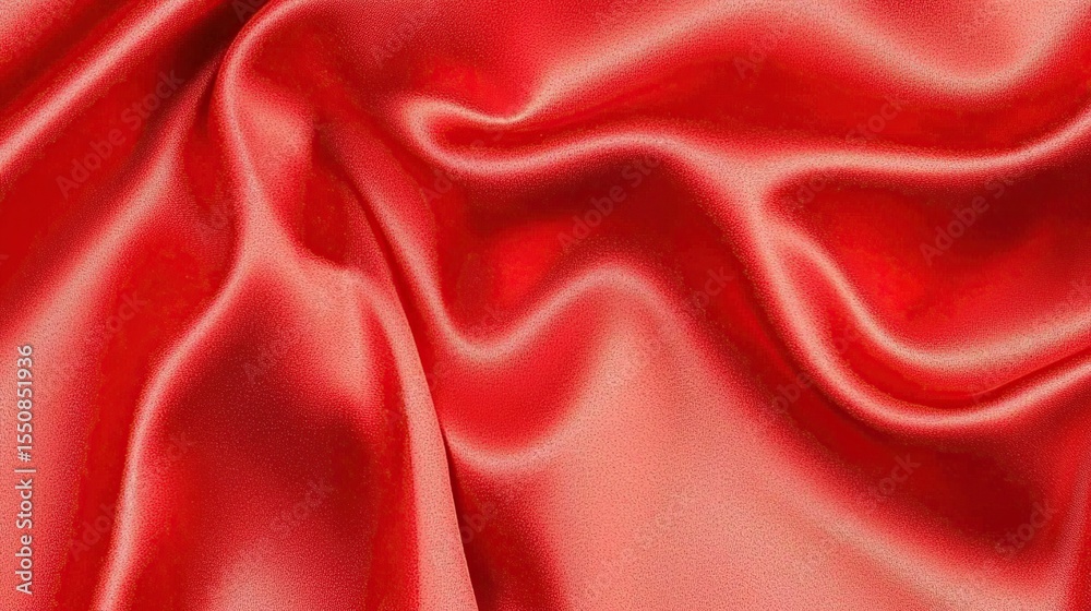 Obraz premium Red silk fabric texture, draped, studio shot, background blur, design