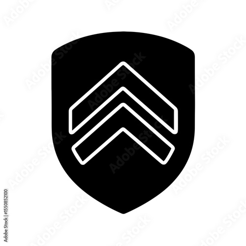 Chevron shield icon filled style representing military rank and authority