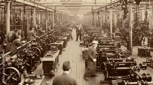 Wallpaper Mural old vintage sepia photo of 19th century Industrial revolution	 Torontodigital.ca