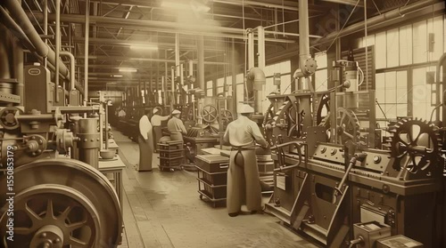 Wallpaper Mural old vintage sepia photo of 19th century Industrial revolution	 Torontodigital.ca