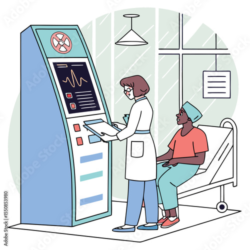 Medical AI system diagnosing patient