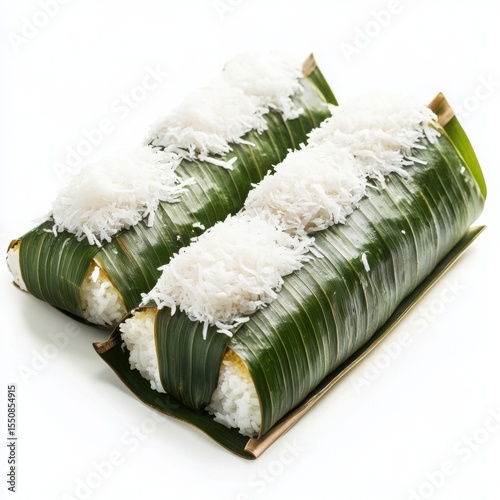 A different delicious Filipino dessert, Suman, rice cakes wrapped in banana leaves,
