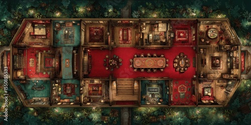 Detailed floor plan of a stately residence.
