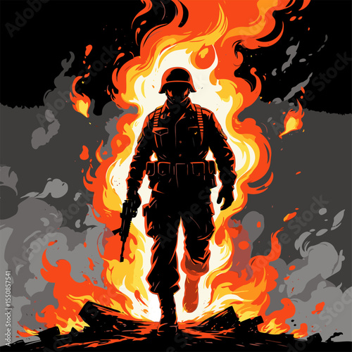 vector image of fiery soldiers for design needs