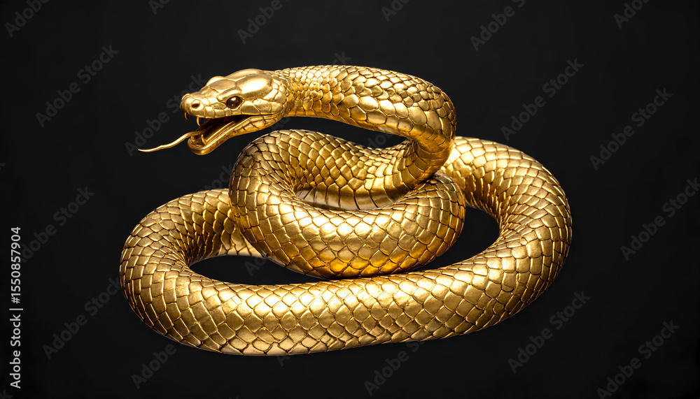 Fototapeta premium golden snake on black background