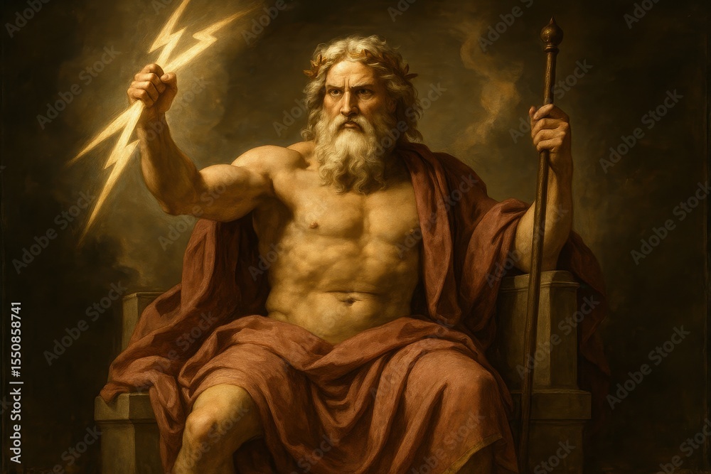 Fototapeta premium Mighty Ancient Greek God Zeus With Divine Power And Mythological Presence