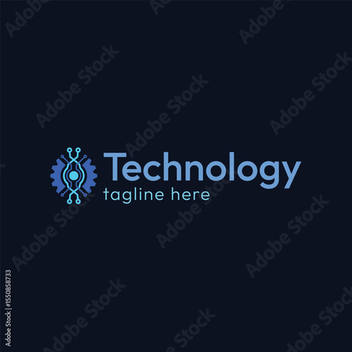Abstract Technology Gear Secondary Logo: Modern Digital Connection and Innovation Symbol for Engineering, AI, and IT Solutions Branding