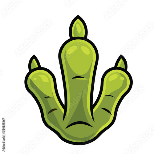 Green dinosaur footprint cartoon vector illustration for childrens educational resources
