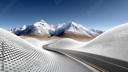 Dramatic mountain landscape with geometric composition