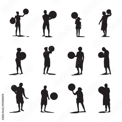beach ball silhouette set, Black & White silhouette set