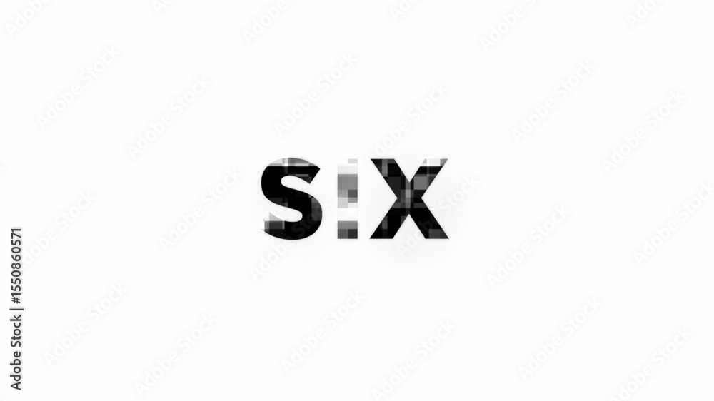 Ten to zero text glitch countdown animation. text white noise black. 4K video