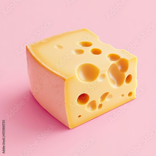 Close-up of a block of swiss cheese.