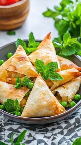 Crispy Golden Brown Samosas Indian Cuisine Food Photography