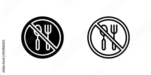 Fork and spoon crossed out, symbolizing the practice of fasting during Ramadan.
