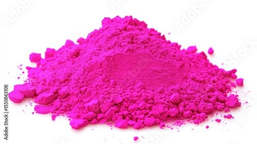 Bright pink powder pile on a white background.