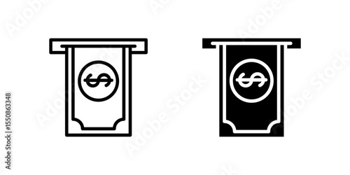 Withdraw icon set illustrating ATM cash-out and banking operations in glyph style