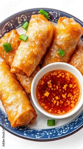 Crispy Golden Spring Rolls with Sweet Chili Sauce Asian Food Delicious Recipe
