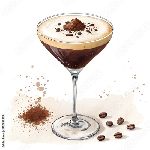 png set of espresso martini cocktails in different