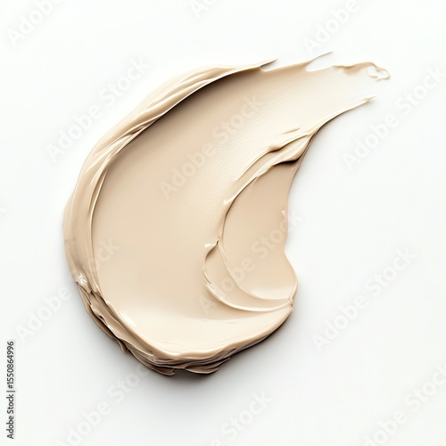 Light beige cream texture smudged on a white surface.