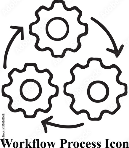 Workflow Process Icon – Clean Minimal Line Art, Editable Stroke Vector Illustration