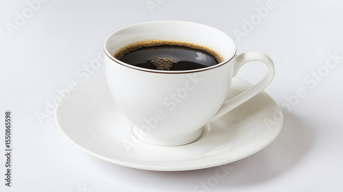 Black coffee in a white cup, a moment of pure simplicity and calm.