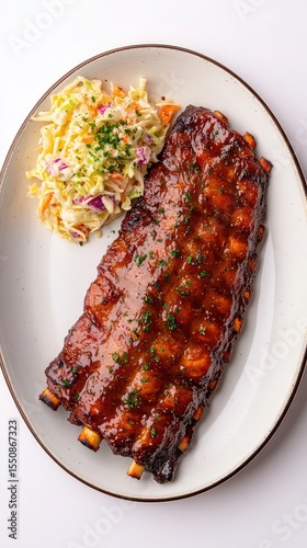 Delicious Barbecue Pork Ribs with Coleslaw