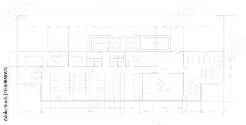 Drawing 2d AutoCAD layout office furniture Vector layout