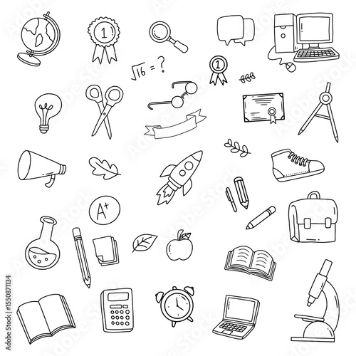 Back to school and education doodle elements