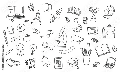 Back to school and education doodle elements