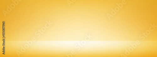 Golden gradient studio room design. Light yellow podium concept wallpaper. Wall and floor surface backdrop for presentation, product showcase, mockup template. Vector empty shelf display backdrop