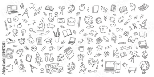 Back to school and education doodle elements