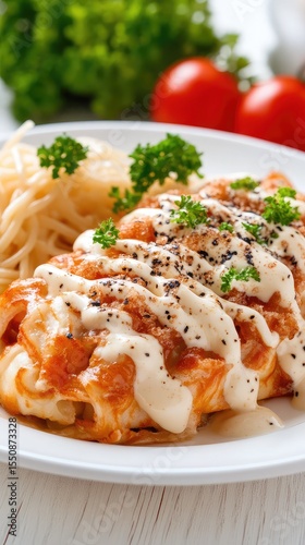 Delicious Chicken Parmesan Dish with Rice